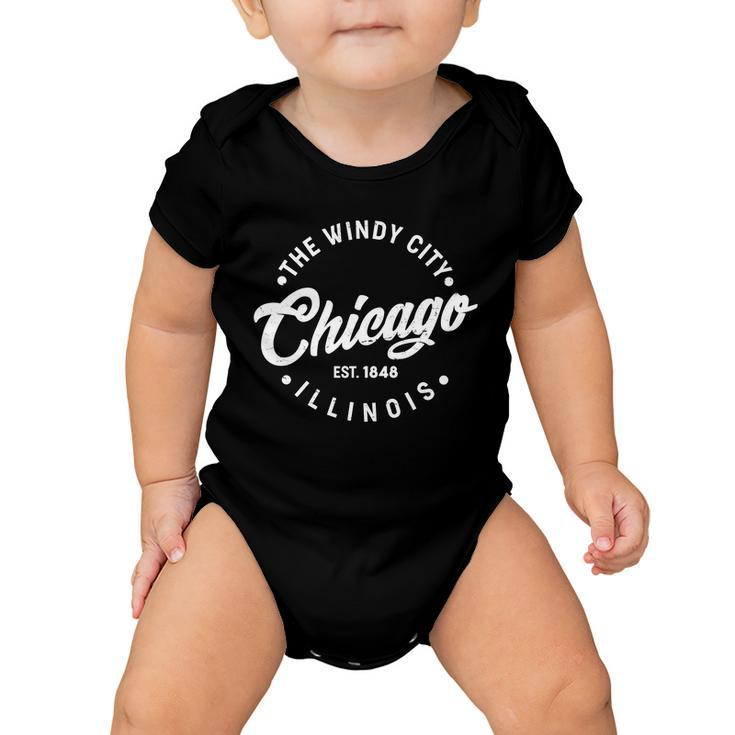 Vintage Chicago The Windy City Illinois Est  Baby Onesie