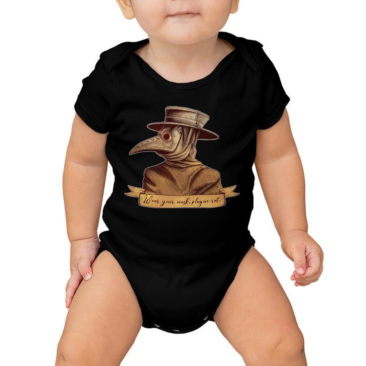 Vintage Plague Doctor Wear Your Mask Plague Rat Baby Onesie