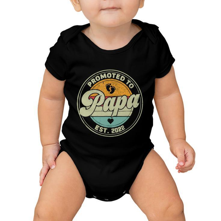 Vintage Promoted To Papa 2022 For New Papa First Time Retro Baby Onesie