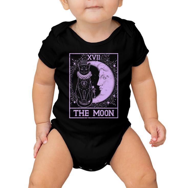 Vintage Tarot Card Xvii The Moon Black Cat Baby Onesie