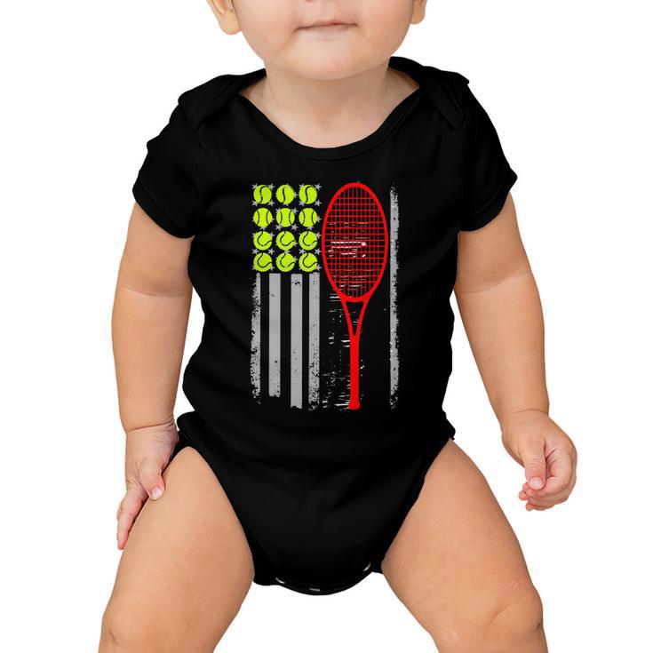 Vintage Tennis American Flag Usa Tshirt Baby Onesie