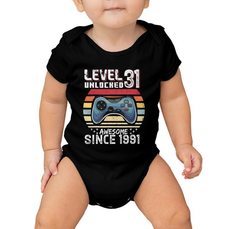 Vintage Video Gamer Birthday Level 31 Unlocked 31St Birthday Baby Onesie