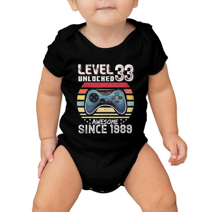 Vintage Video Gamer Birthday Level 33 Unlocked 33Rd Birthday Baby Onesie