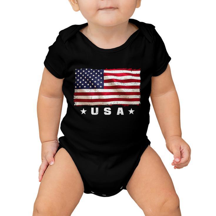 Vintage Worn Usa Flag Tshirt Baby Onesie