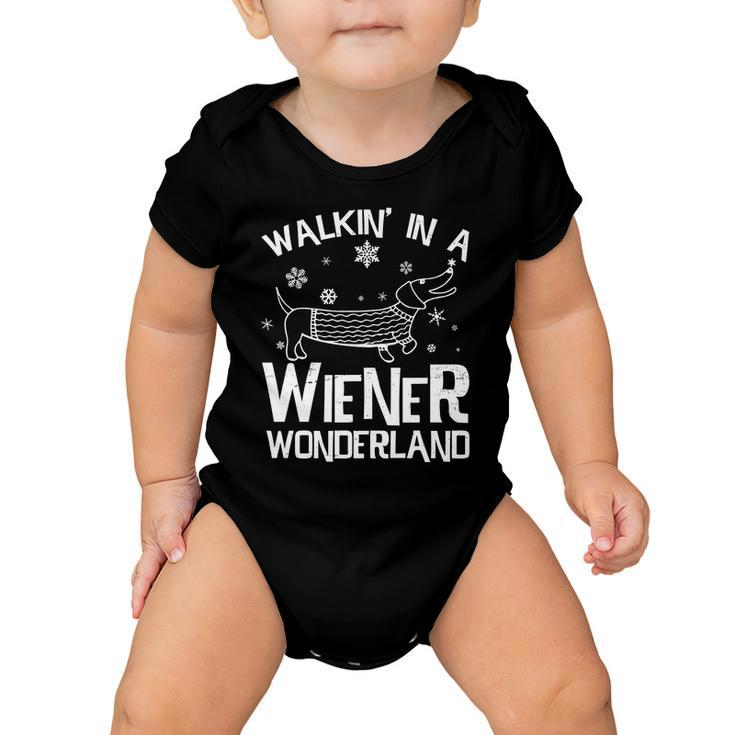Walking In A Wiener Wonderland Funny Christmas Tshirt Baby Onesie