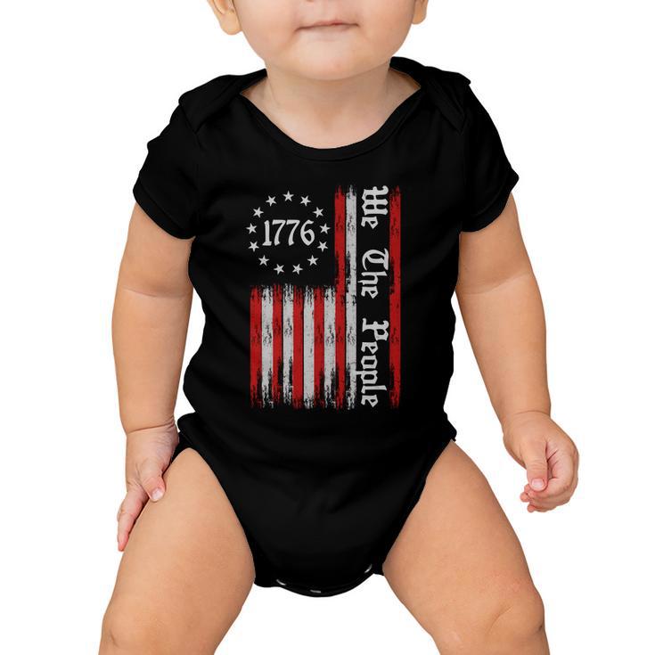 We The People 1776 Distressed Usa American Flag Baby Onesie