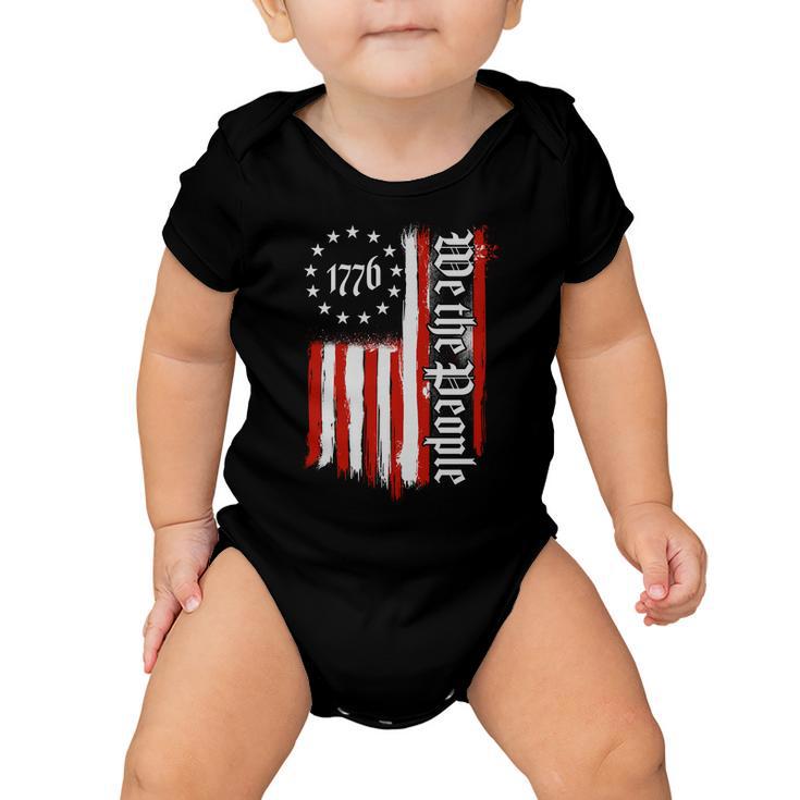 We The People 1776 Distressed Usa American Flag Tshirt Baby Onesie