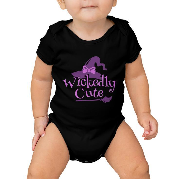 Wickedly Cute Witch Hat Halloween Quote Baby Onesie