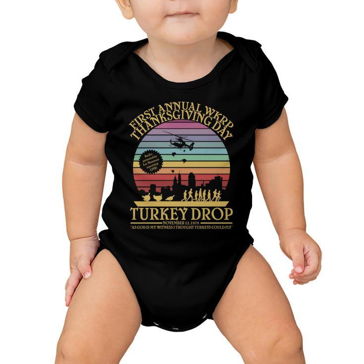 Wkrp Thanksgiving Turkey Drop Funny Retro Tshirt Baby Onesie
