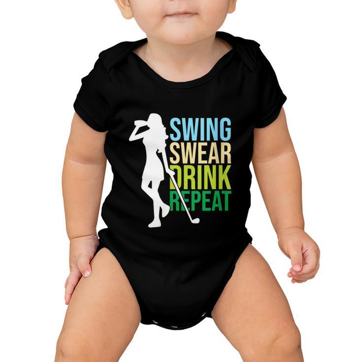 Womens Swing Swear Drink Repeat Love Golf Baby Onesie