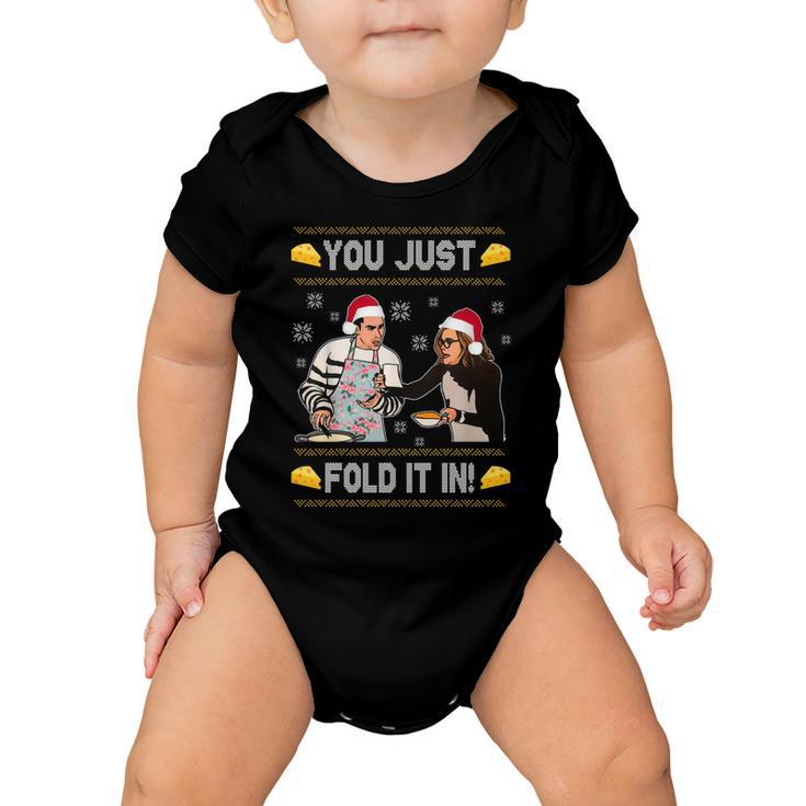 You Just Fold It Funny Cheese Xmas Sweater Baby Onesie