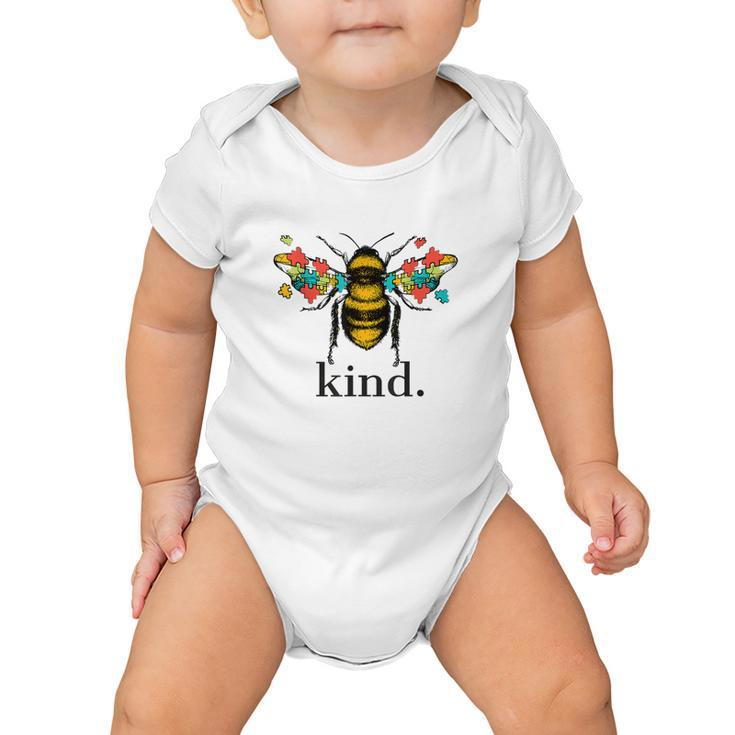 Autism Awareness Bee Kind Puzzle Pieces Tshirt Baby Onesie