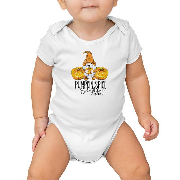 Fall Gnomes Yellow Pumpkin Spice Everything Nice Baby Onesie