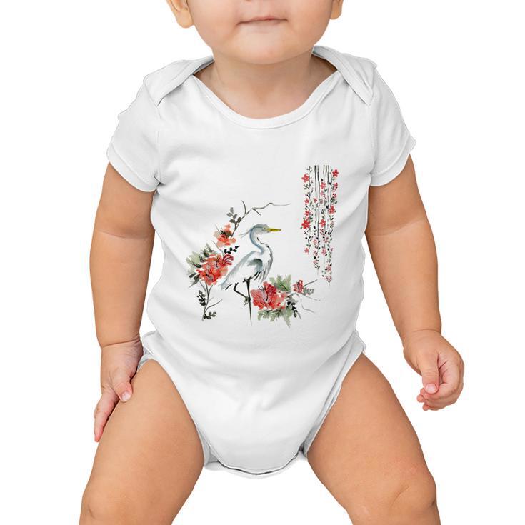 Japanese Art Crane Bird Garden Stylish Design Baby Onesie