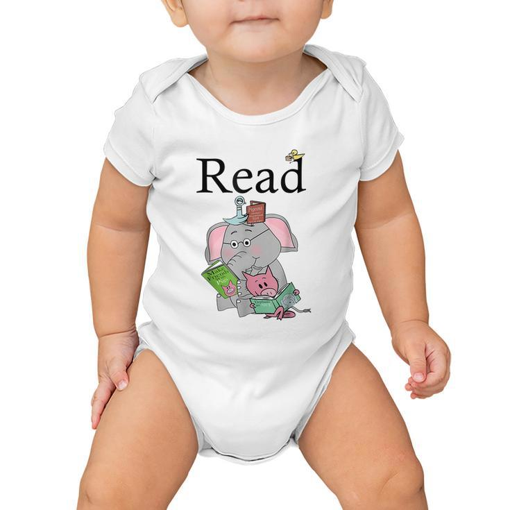 Teacher Library Read Book Club Piggie Elephant Pigeons Funny Tshirt Baby Onesie