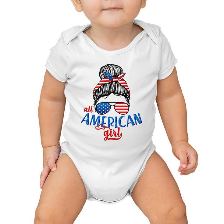 Cute All American Girl Usa Flag Baby Onesie