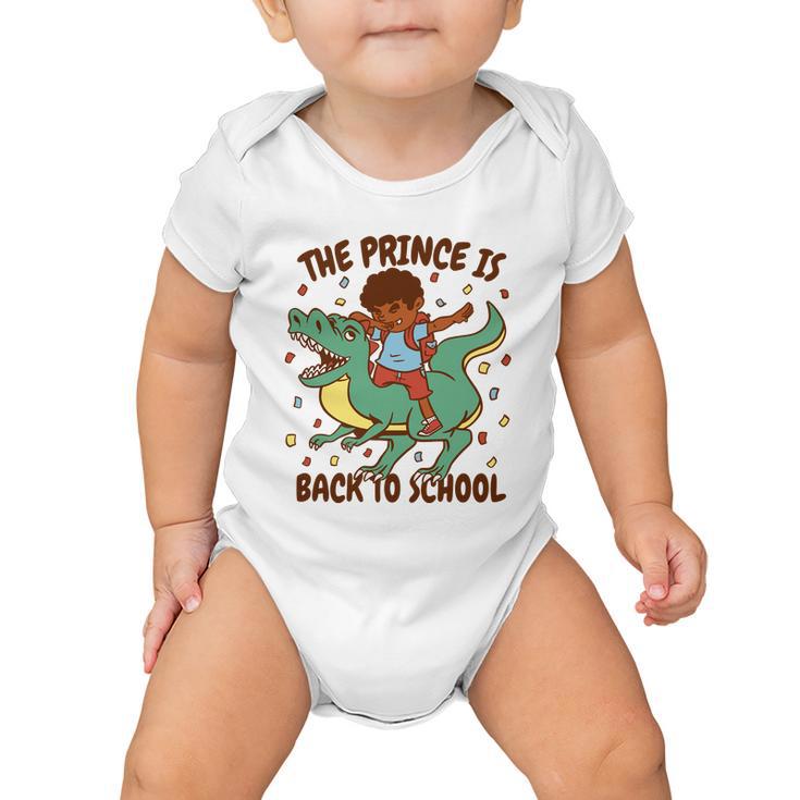 The Prince Is Back To School Dinosaur Dab Baby Onesie