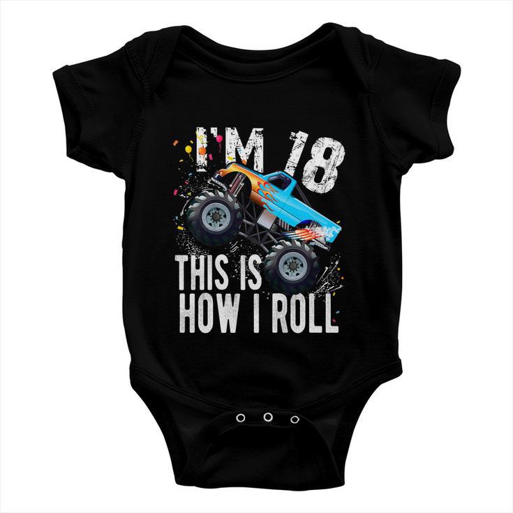 18 Year Old Gift Cool 18Th Birthday Boy Gift For Monster Truck Car Lovers Baby Onesie