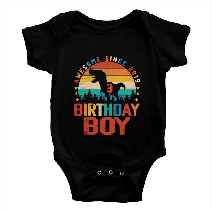 3Rd Birthday Funny Dinosaur 3 Year Old Baby Onesie