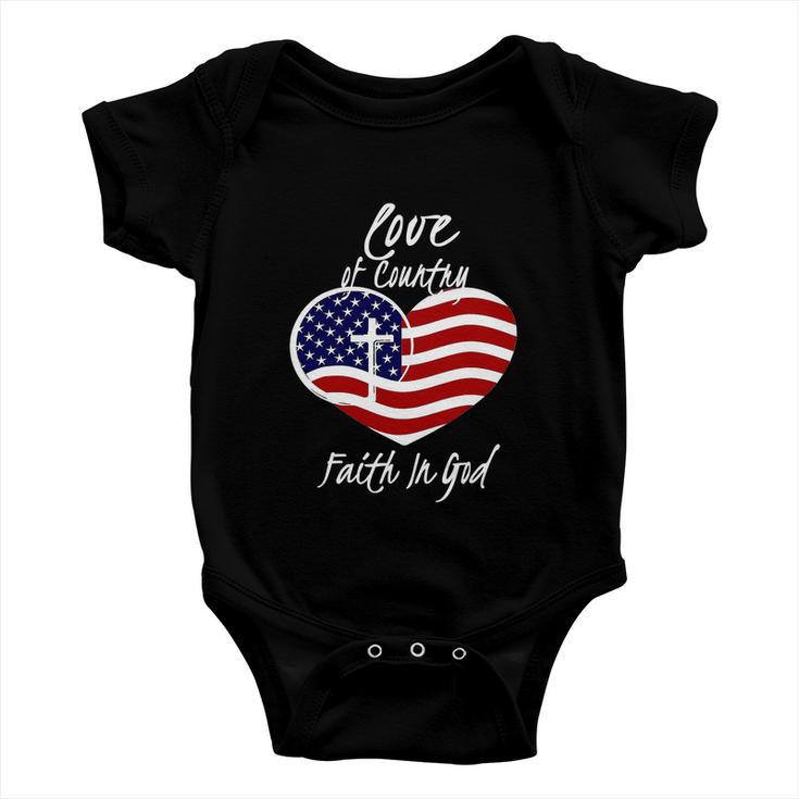 4Th Of July Funny Christian Faith In God Heart Cross Baby Onesie