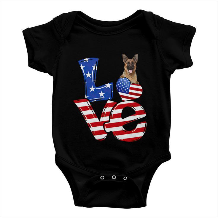 4Th Of July Patriotic Love German Shepherd American Flag Gift Baby Onesie