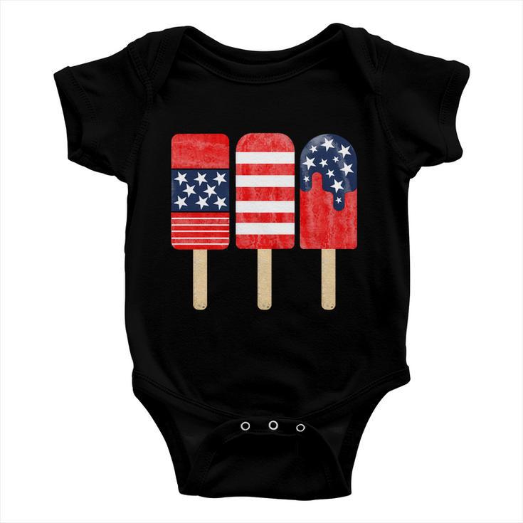 4Th Of July Popsicle Red White Blue American Flag Patriotic Baby Onesie