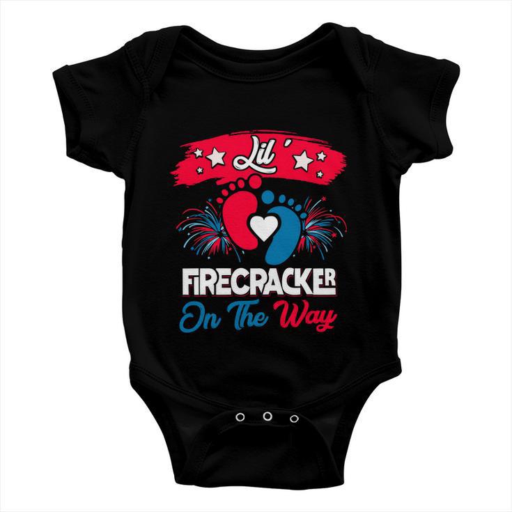 4Th Of July Pregnancy Meaningful Gift Lil Firecracker On The Way Great Gift Baby Onesie