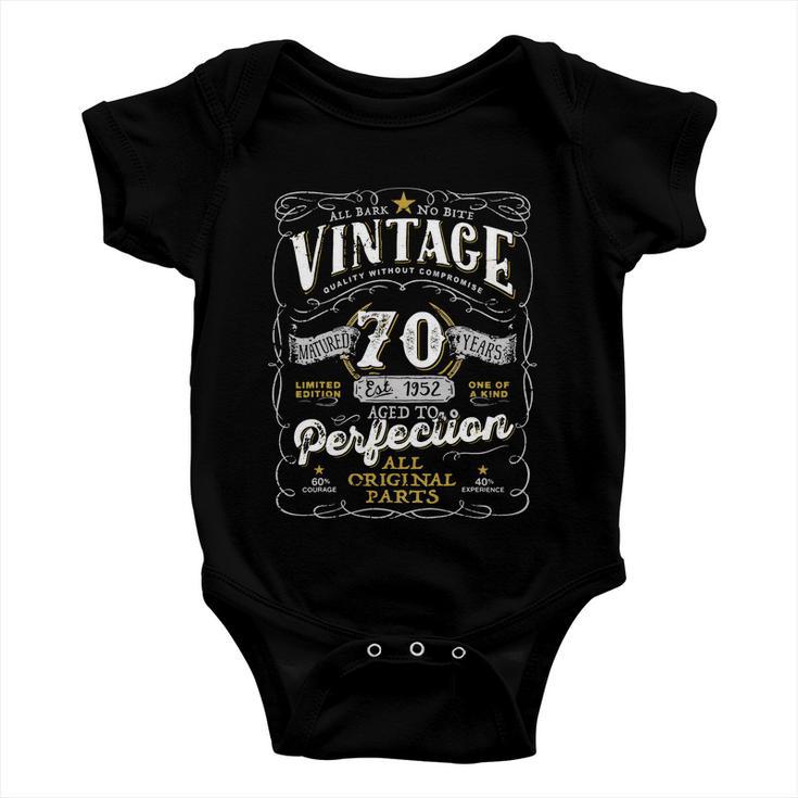 70Th Birthday Vintage 1952 Birthday For Women Funny Men 70 Years Old Baby Onesie