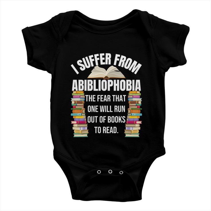 Abibliophobia Funny Reading Book Lover Bookworm Reader Nerd Cool Gift Baby Onesie