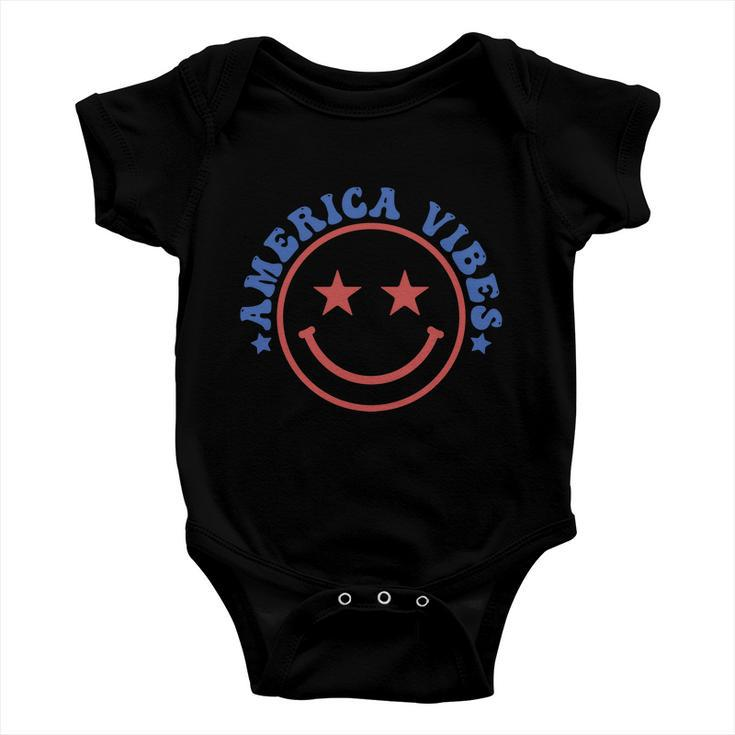 America Vibes Smiley 4Th Of July Baby Onesie