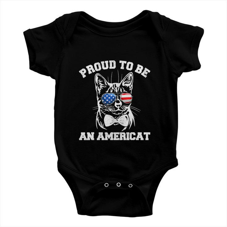American Cat 4Th Of July Funny Baby Onesie