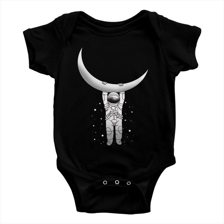 Astronaut Hanging From The Moon Baby Onesie
