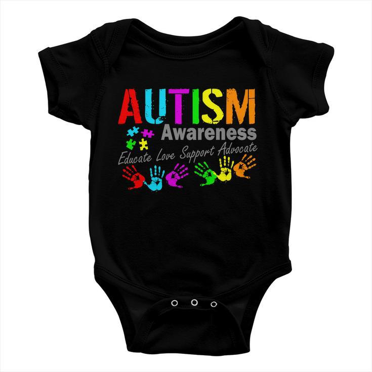 Autism Awareness Educate Love Support Advocate Tshirt Baby Onesie