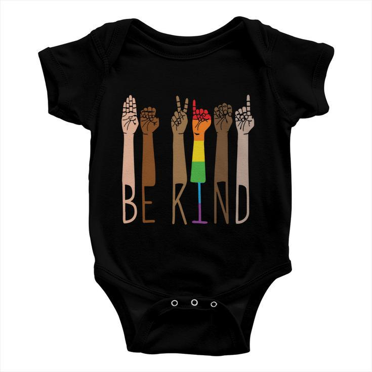Be Kind Sign Language Rainbow Pride Month Lgbt Baby Onesie