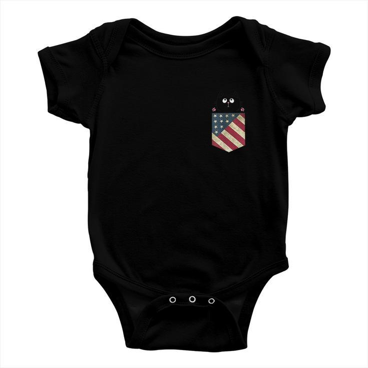 Black Cat In The Pocket Ready For A Hugging 4Th Of July Baby Onesie