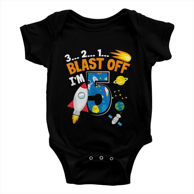 Blast Off Im 5 Funny Astronaut 5Th Birthday Space Costume Baby Onesie