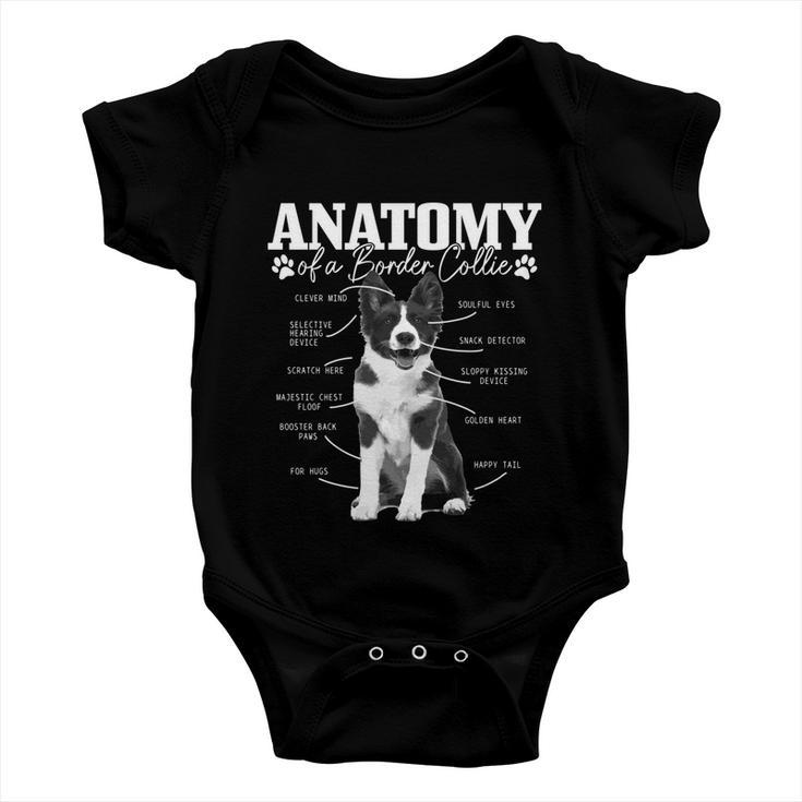 Border Collie Anatomy Funny Cute Dog Border Collie Mom Dad Baby Onesie