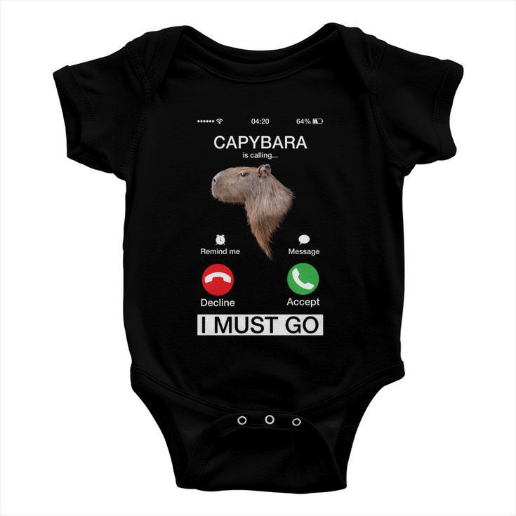 Capybara Is Calling Funny Capibara Rodent Animal Lover Humor Cute Gift Baby Onesie