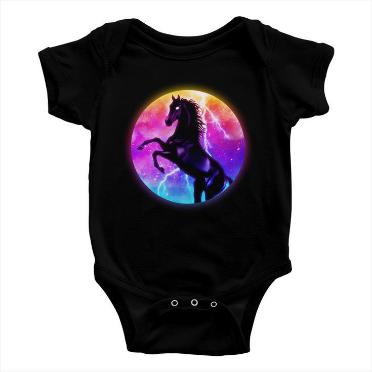 Colorful Retro 80S Eighties Lightning Galaxy Horse Baby Onesie