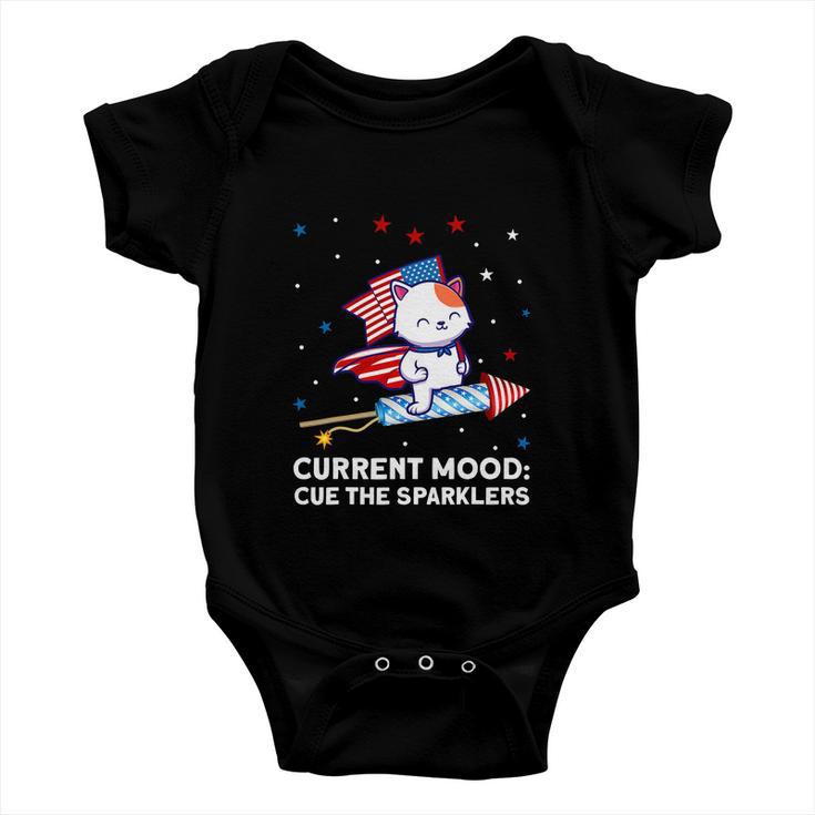 Current Mood Cue The Sparklers 4Th Of July Baby Onesie