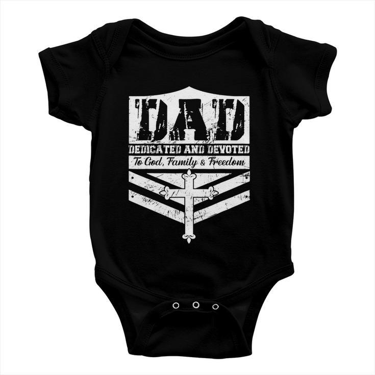 Dad Dedicated And Devoted To God Family & Freedom Baby Onesie