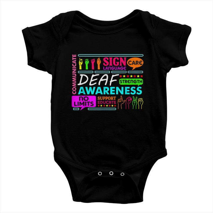 Deaf Awareness Sign Deafness Hearing Loss Warrior Tshirt Baby Onesie