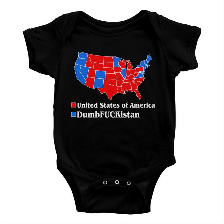 Dumbfuckistan Vs United States Of America Election Map Republicans Baby Onesie