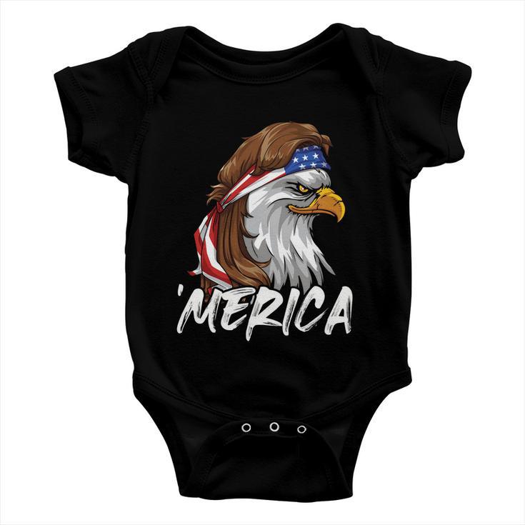 Eagle Mullet Merica 4Th Of July Usa American Flag Patriotic Great Gift Baby Onesie