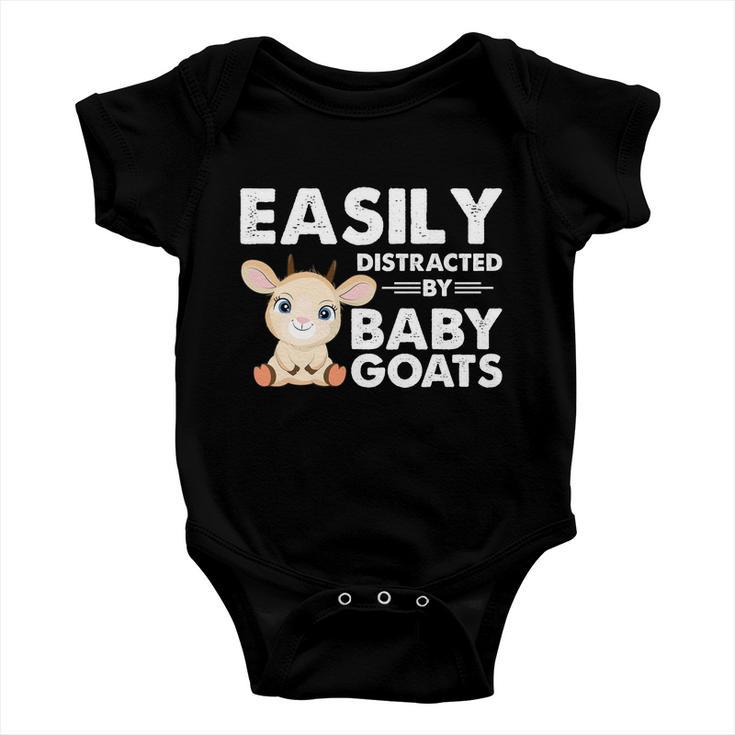 Easily Distracted By Baby Goats Shirt Goat Lovers Baby Onesie