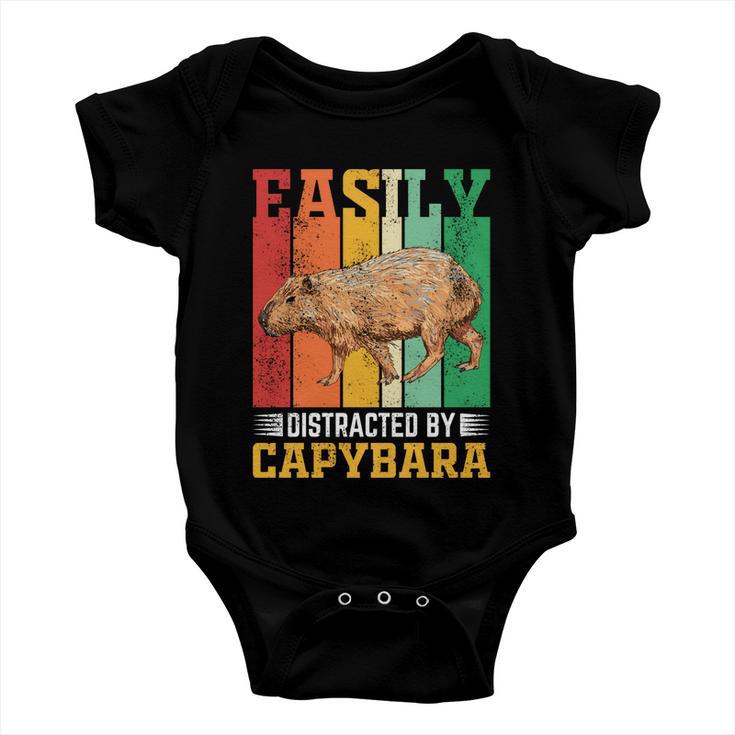 Easily Distracted By Capybara Animal Lover Rodent Gift Baby Onesie