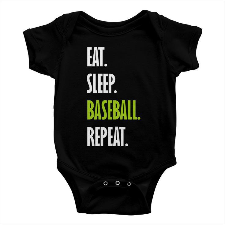 Eat Sleep Baseball Repeat V2 Baby Onesie