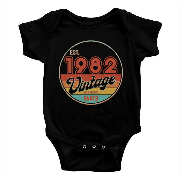 Est 1982 Vintage All Original Parts 40Th Birthday Emblem Baby Onesie