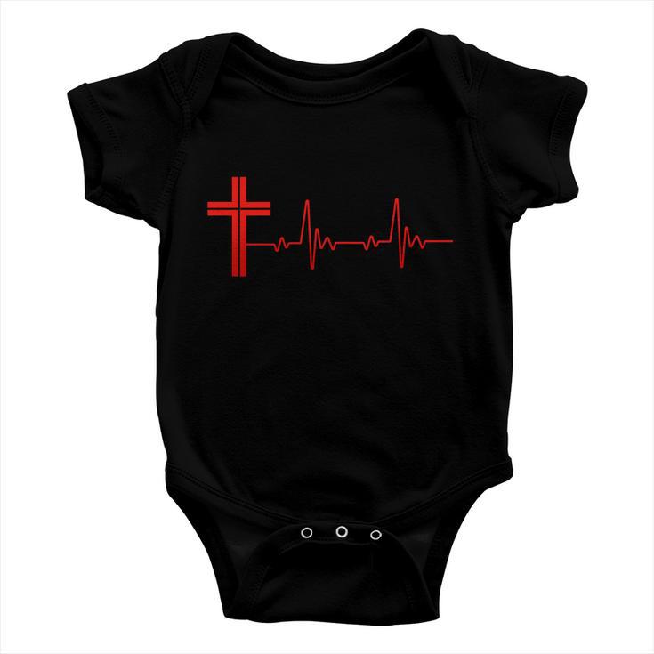 Faith Cross Heartbeat Pulse Tshirt Baby Onesie