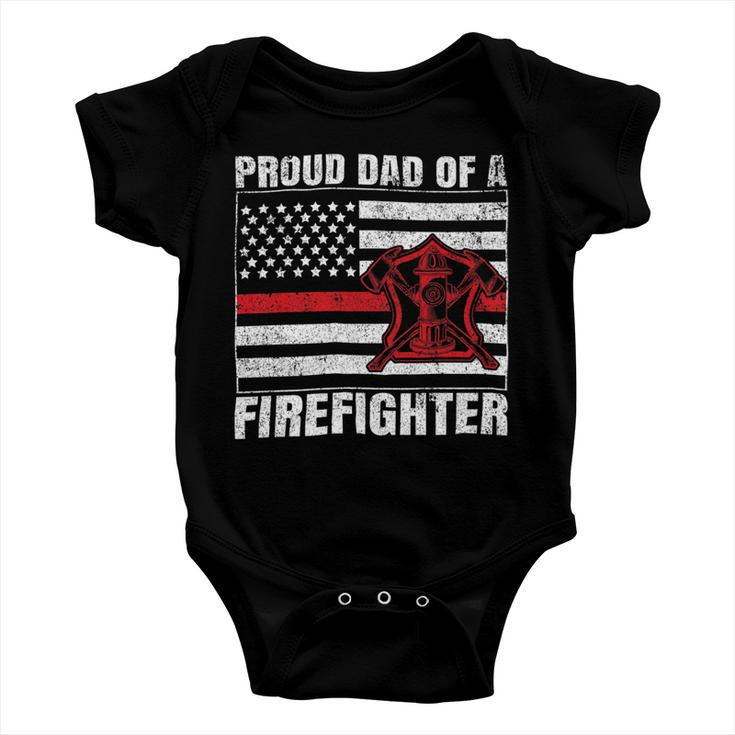 Firefighter Vintage Usa Flag Proud Dad Of A Firefighter Fathers Day Baby Onesie